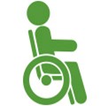 Green wheelchair accessibility symbol for inclusivity