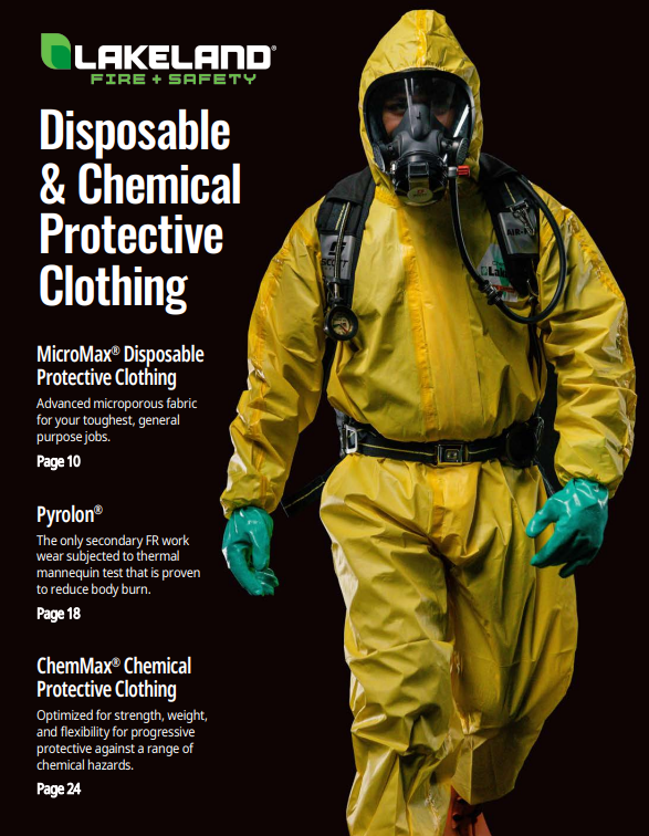 Person in yellow chemical protective suit.