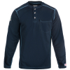 Navy blue long-sleeve henley shirt with buttons