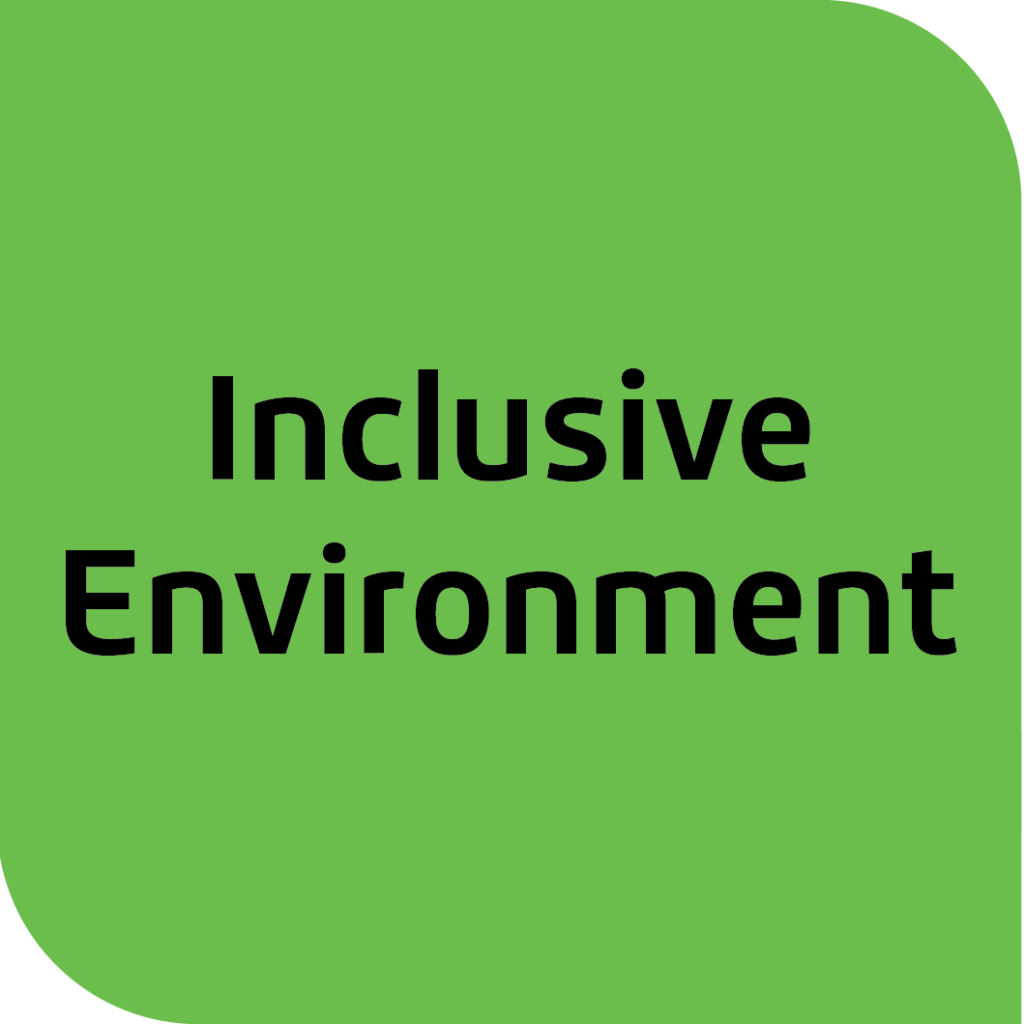 Inclusive Environment text on green background