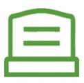 Green tombstone icon with horizontal lines.