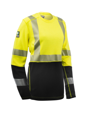 High-visibility yellow and black safety work shirt