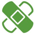 Green medical bandage icon, cross design