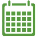 Green calendar icon for scheduling events.